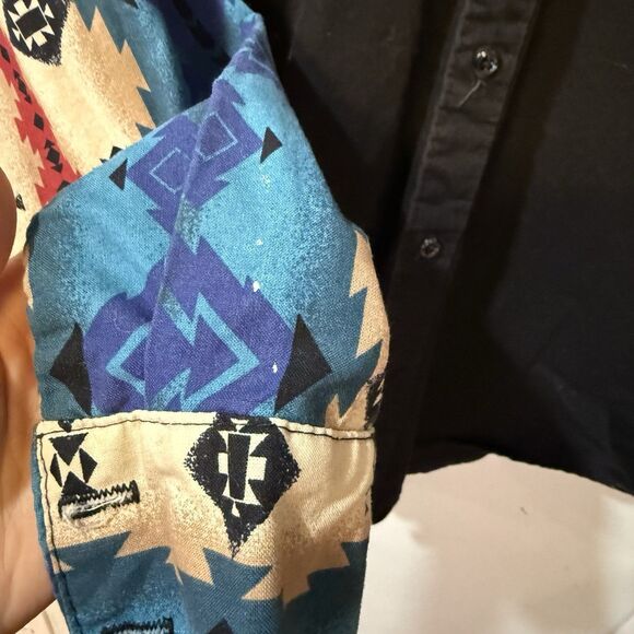 VINTAGE 90S WILD WEST DESIGN AZTEC SOUTHWEST WESTERN SHIRT L USA - Picture 8 of 11